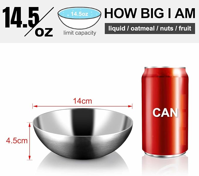 Stainless Steel Bowls for Kids, 18/8 Stainless Steel Toddler Bowl, Durable & - Image 4