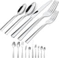 45-Piece Flatware Sets, Silverware Set for 8, Durable Stainless Steel Tableware in Ergonomic Design Size and Weight, Kitchen Utensils Set with Steak Knives, Rust-proof, Dishwasher Safe