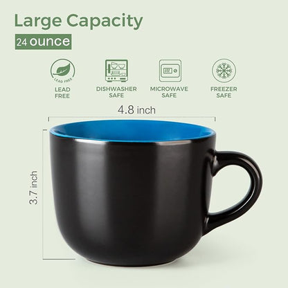 AmorArc 24 oz Soup Mugs with Handles, Jumbo Ceramic Bowls Mugs Set with handles - Image 2