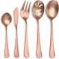 Matte Rose Gold Serving Set，SHARECOOK 5-Piece 18/0 Stainless Steel Large by Sharecook
