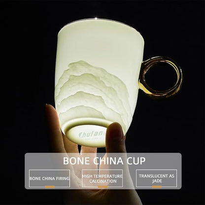 Chulan 12 oz Fine Bone China White Coffee Mugs - Image 6