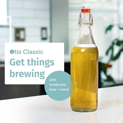 Otis Classic Clear Swing Top Glass Bottles, Plastic Caps, 16oz | Marker & - Image 8