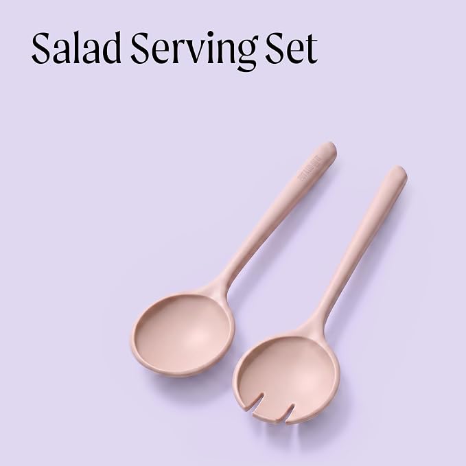 Salad Servers - Spoon and Fork Serving Set, Certified Recycled Food-Safe Plastic - Image 3