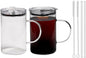 20oz Glass Tumblers with Lids and Straws by SUROQUE