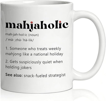 Mahjaholic Funny Mahjong Ceramic Mug Gift 11 Oz | Funny Mahjong Dictionary by Unknown
