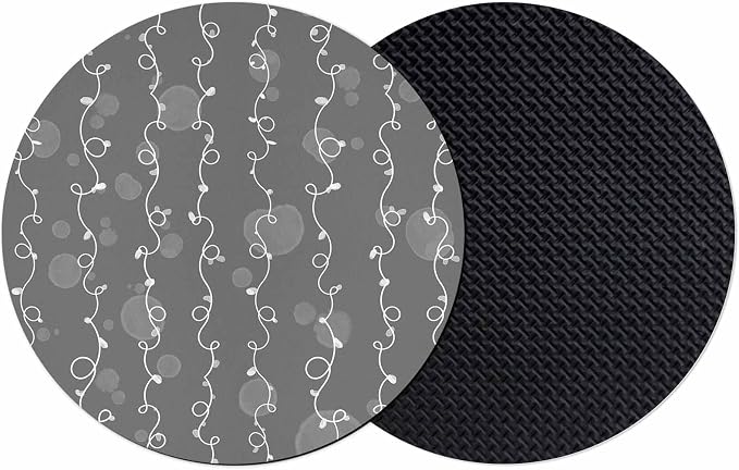 White Lines Coasters Set of 2, Vintage Abstarct Minimalist Art Gray Soft by PIEPLE