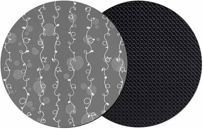 White Lines Coasters Set of 2, Vintage Abstarct Minimalist Art Gray Soft by PIEPLE