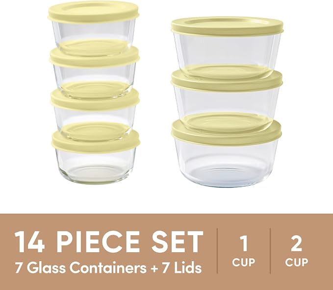 14-Piece Glass Food Storage Containers Set | 1-Cup & 2-Cup, Leakproof | - Image 3