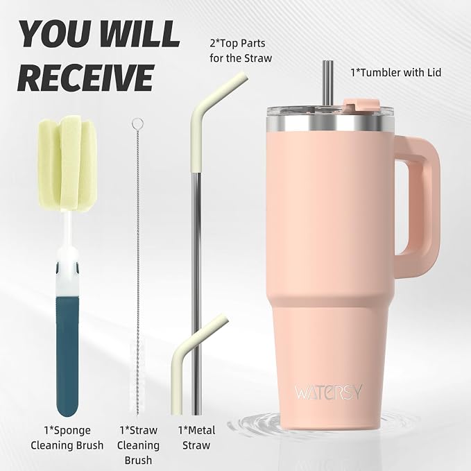 30 oz Tumbler with Handle, Tumbler with Lid and Straw, Double Wall Insulated - Image 3