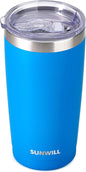 SUNWILL Travel Coffee Tumbler 20 oz, Insulated Mug with Lid, Stainless Steel Cup for Outdoor, Powder Coated Royal Blue