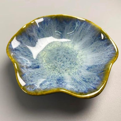 Jewelry Dish Tray - Ceramic Trinket Tray for Rings, Keys, Earrings | Decorative Key Bowl for Women, Gift for Friends, Sisters, Daughter, Mother, Lotus leaf shap, Jewelry Trays (Starry Blue)