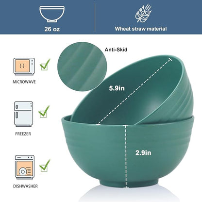 Wheat Straw Bowl Sets, Microwave and Dishwasher Safe Bowls, Kids Bowl suitable - Image 2