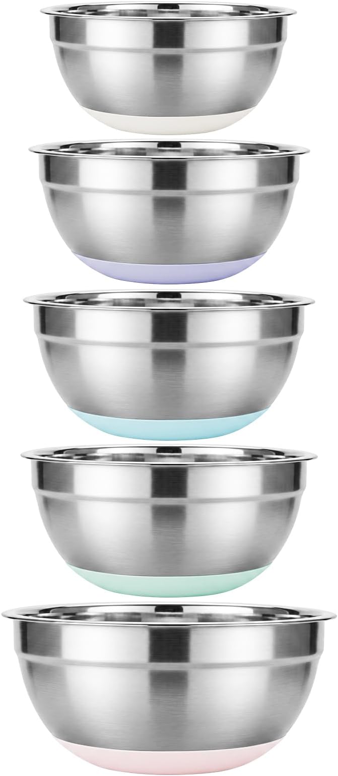 5PCS Stainless Steel Mixing Bowls Set by Unknown