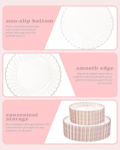 YOUBET 100PCS Rose Gold Plastic Plates - Image 4