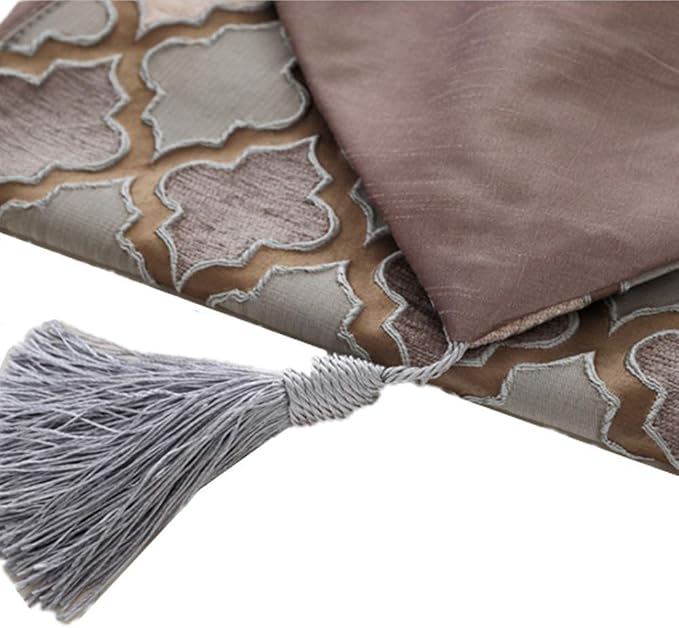 TM Modern Fall Jacquard Weave Geometric Table Runners Coffee Color - Image 3