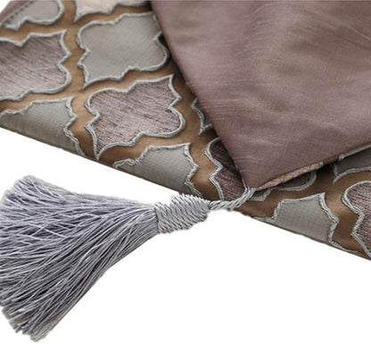 TM Modern Fall Jacquard Weave Geometric Table Runners Coffee Color - Image 3