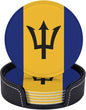 6 Pack Barbados Flag Leather Coaster by GTEVUTS