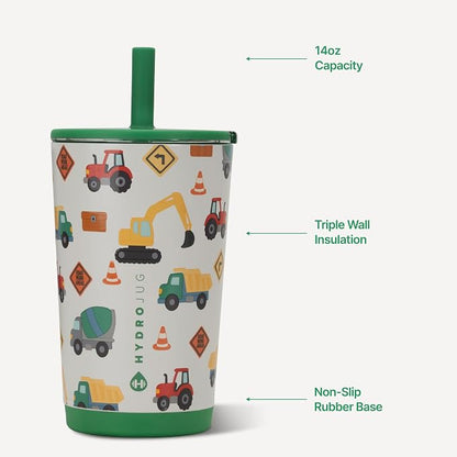 HydroJug Everyday Tumbler 14 oz Ceramic-Lined Straw Cup, Under Construction | - Image 3