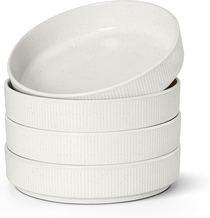 E-far Pasta Bowls Set of 4, 35oz Large Salad Bowl Plate by E-far