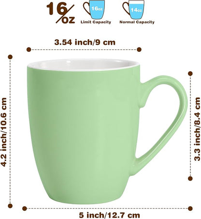 Urbanstrive 16 oz Large Coffee Mugs Set of 4 Ceramic Coffee Mug White Coffee - Image 2