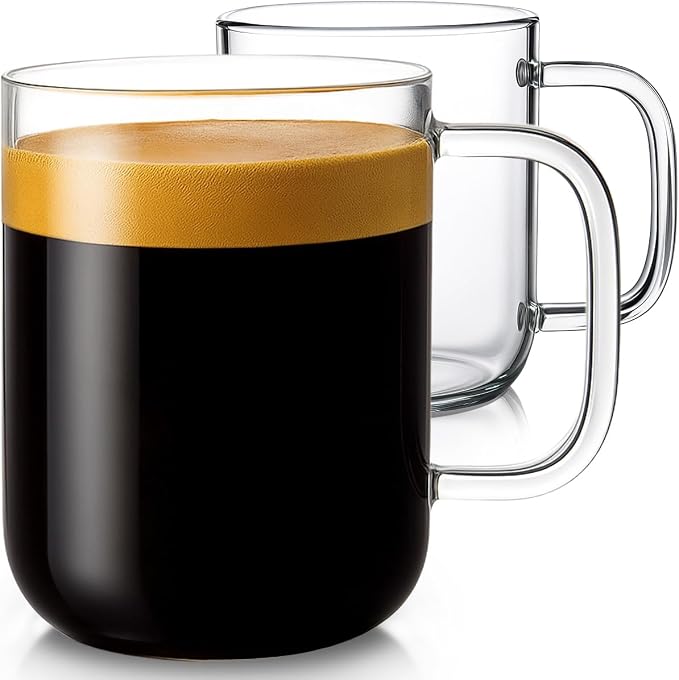 Aquach 20oz Glass Coffee Mugs Set of 2, Borosilicate Glass, Single-walled by Aquach