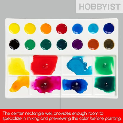 MEEDEN 22-Well Ceramic Watercolor Palette, Rectangle Porcelain Artist Paint - Image 5