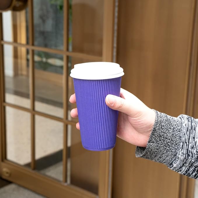 Restaurantware 16 Ounce Ripple Wall Disposable Coffee Cups, 500 Insulated Royal - Image 12
