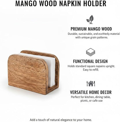 Premium Mango Wood Napkin Holder - Image 4