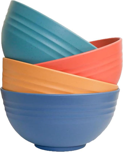Unbreakable Wheat Straw Cereal Bowls Set of 4, 24 OZ Microwave and Dishwasher by Unknown