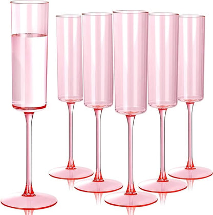 Ciaell 24 Pack Pink Plastic Champagne Flutes by Ciaell