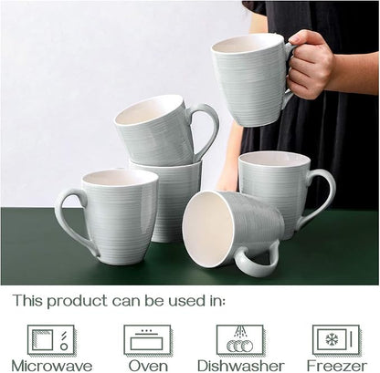 DOWAN Coffee Mugs, 17 Oz Coffee Mug Set of 6, Corrugated Tea Mugs - Image 5
