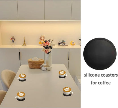2 Pack Silicone Coasters for Drinks, Round Black Coasters - Image 2