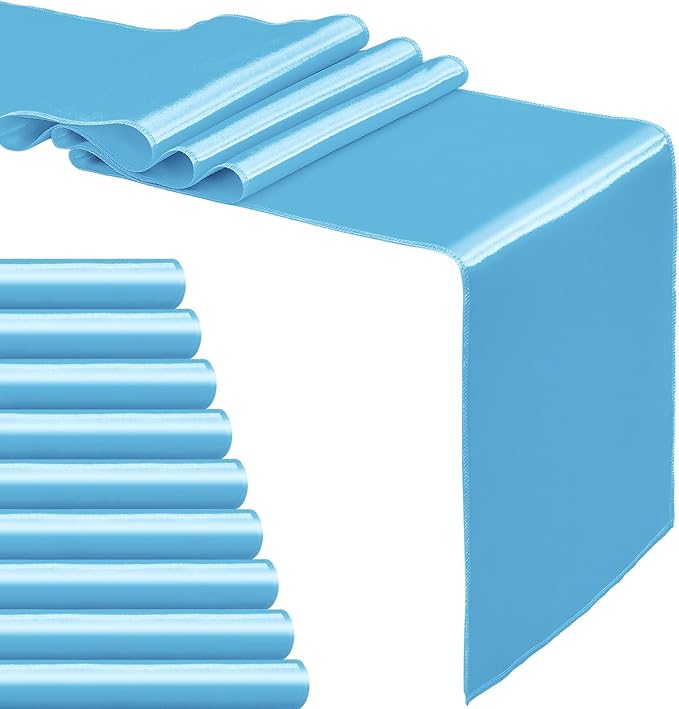 10-Pack Blue Satin Table Runner 12 x 108 Inch Long Bright and Smooth Silk - Image 8
