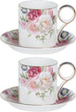 KAMMAK Tea Cups and Saucers Set of 2, Porcelain Coffee Cups, JBE014 | Stackable by KAMMAK