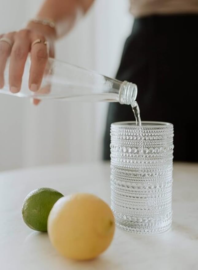 ZOOFOX Set of 6 Vintage Drinking Glasses, 13 oz Clear Hobnail Glasses Tumbler - Image 5