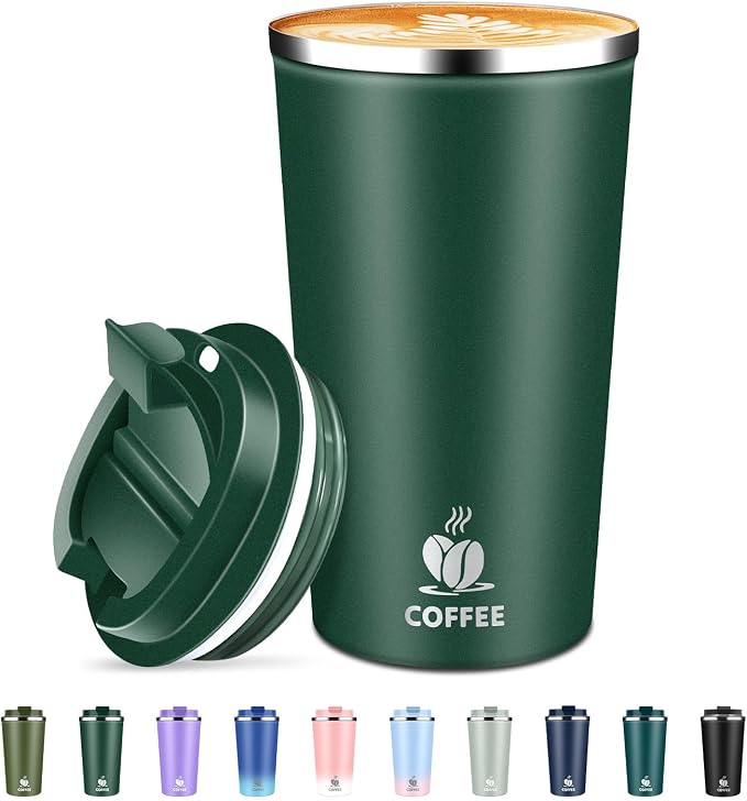 Insulated Travel Coffee Mug Reusable Coffee Tumbler Cup by QEMAUUAHealthyLife