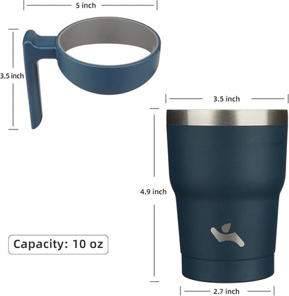 Konokyo 10 oz Tumbler with Handle and Straw, Insulated Travel Mug | Navy Blue; - Image 4