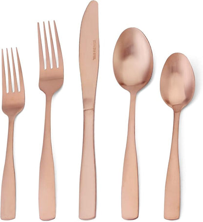 Matte Rose Gold Silverware Set, 20-Piece Stainless Steel Flatware set, by OCEExquisitesilverware
