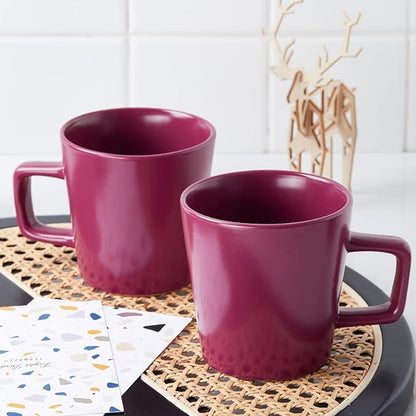 Stone Lain Cleo Modern Stoneware 16-Piece Dinnerware Set, Plates and Bowls Set, Dish Set Service For 4, Magenta