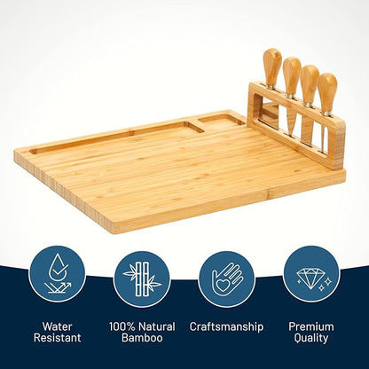RoyalHouse Bamboo Cheese Board and Charcuterie Boards Set & Serving Tray for Meat, and Wine - Birthday Gifts for Women, Wedding Gift for Couples 2025, Bridal Shower, Housewarming Gift New Home
