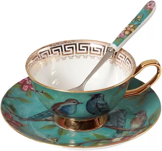 Bone China Cup& Saucer Set, 6.8oz- Birds& Trees by Eplze