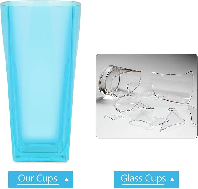 Top-spring 20 Oz Reusable Plastic Water Tumbler 6pcs Blue BPA Free | Thickened - Image 4