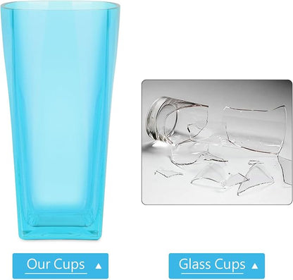Top-spring 20 Oz Reusable Plastic Water Tumbler 6pcs Blue BPA Free | Thickened - Image 4