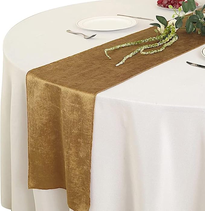 10 pcs 12x108-Inch Gold Premium Velvet Table Runners Wedding Reception Catering - Image 6