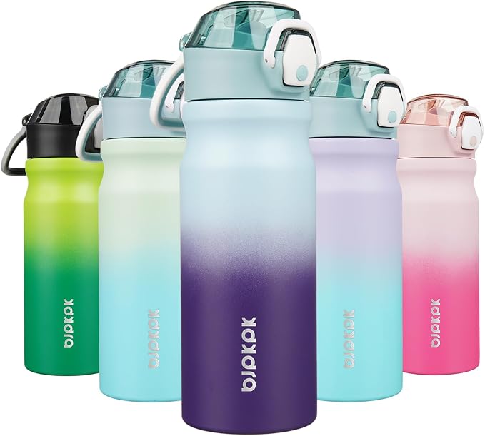 BJPKPK 18 oz Water Bottle with Straw & Handle, Insulated Stainless Flask | Leak by BJPKPK