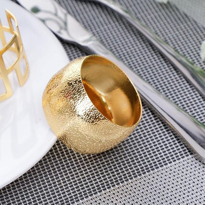 14K Gold Napkin Rings Set of 12, Metal Gold Napkins Rings Holder Buckles - Image 3