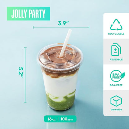 JOLLY PARTY 100Pack 16 oz Clear Plastic Cups - Image 2