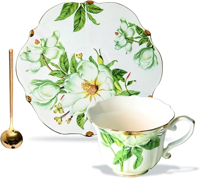 Vintage Floral Tea Cup and Saucer Set by Unknown