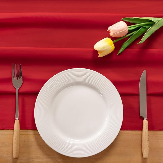 Red Chiffon Table Runner Summer Boho Wedding Birthday Party Decor | 10ft 29x120 - Image 3