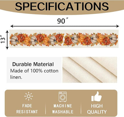 RABUSOFA Fall Table Runner 13x90 Inch Fall Decorations - Image 6